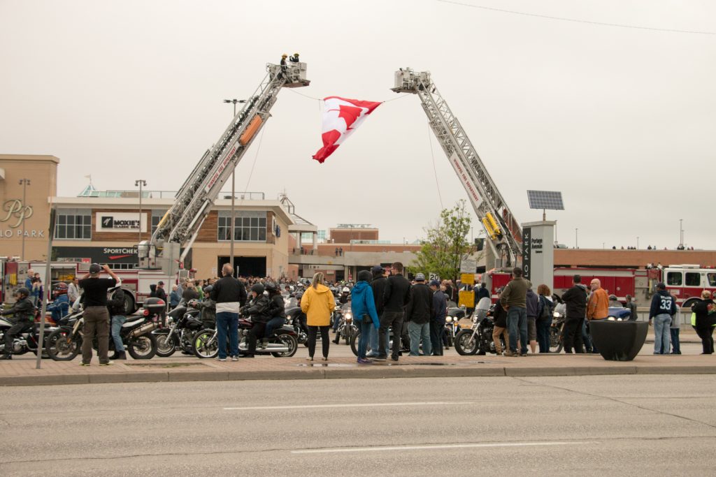2016 Manitoba Ride For Dad 7 Motorcycles rolling Out of The Polo Park Parking Lot