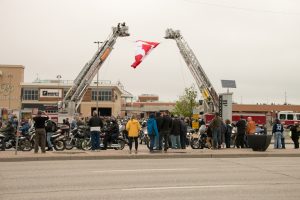 Motorcycles rolling Out of The Polo Park Parking Lot
